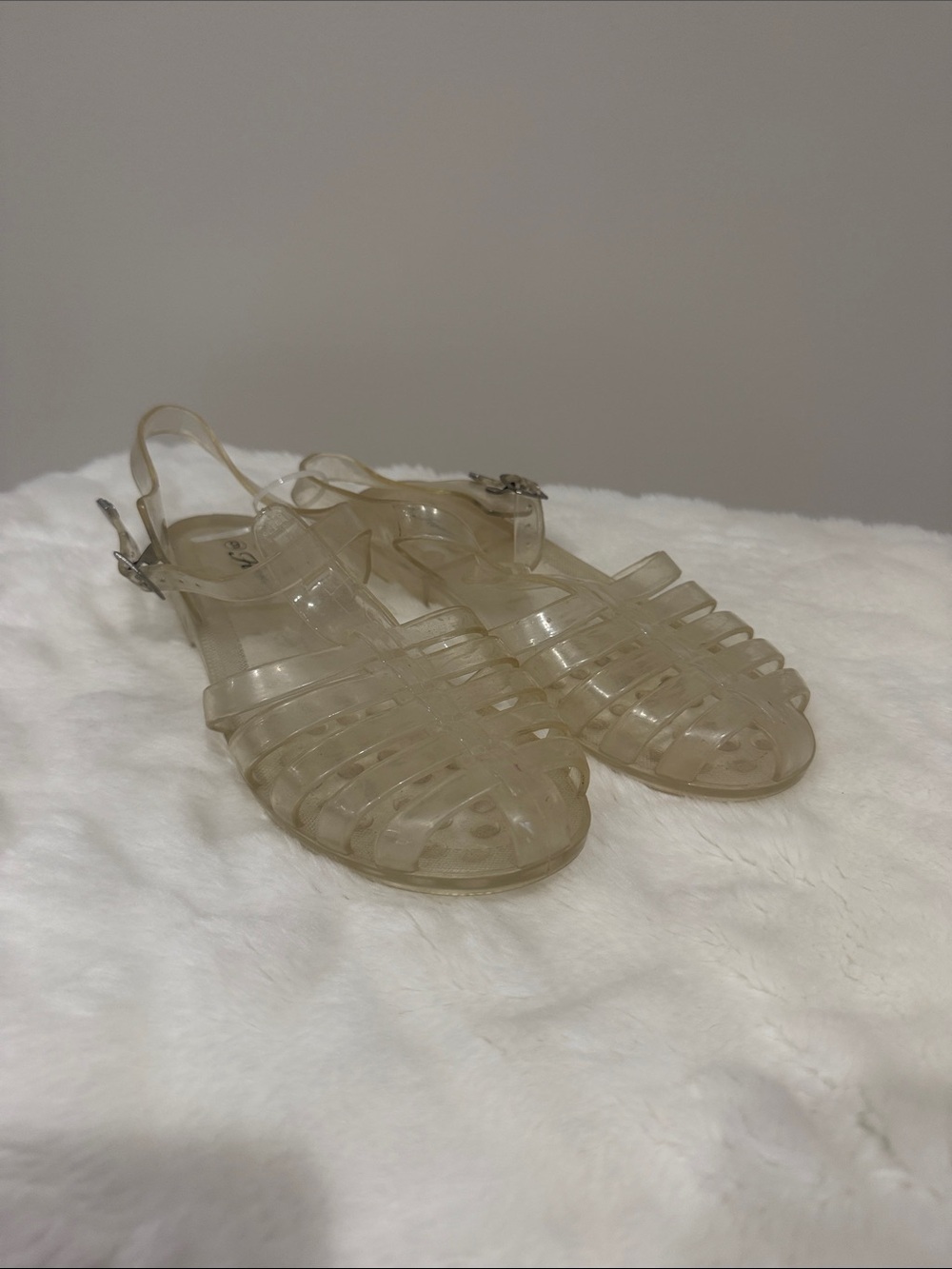 Clear Beige Jelly Sandals with Slingback Strap